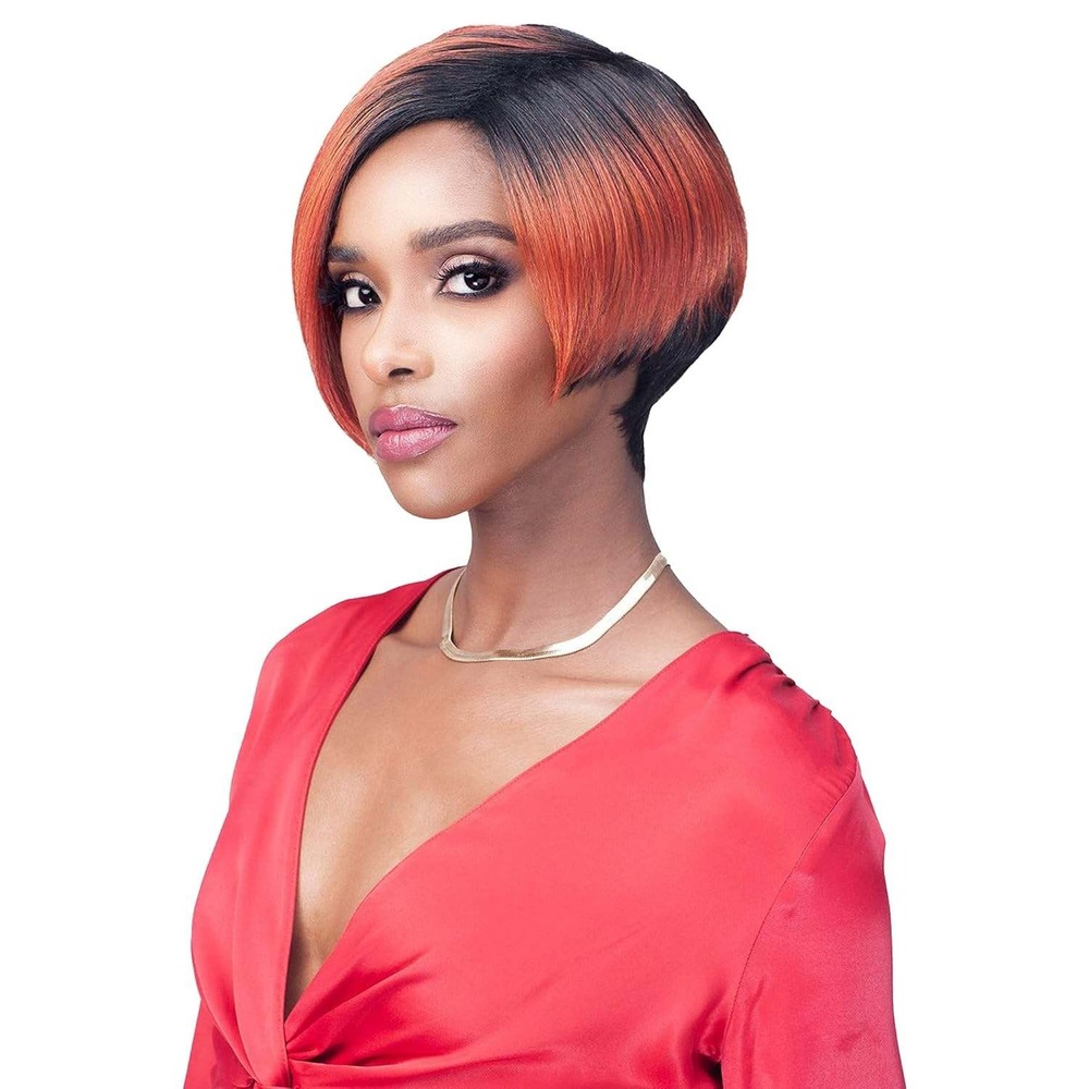 Bobbi Boss Scarlett M1050 Wig Womens OS Sunset Red New Asymmetrical Bob Ombre